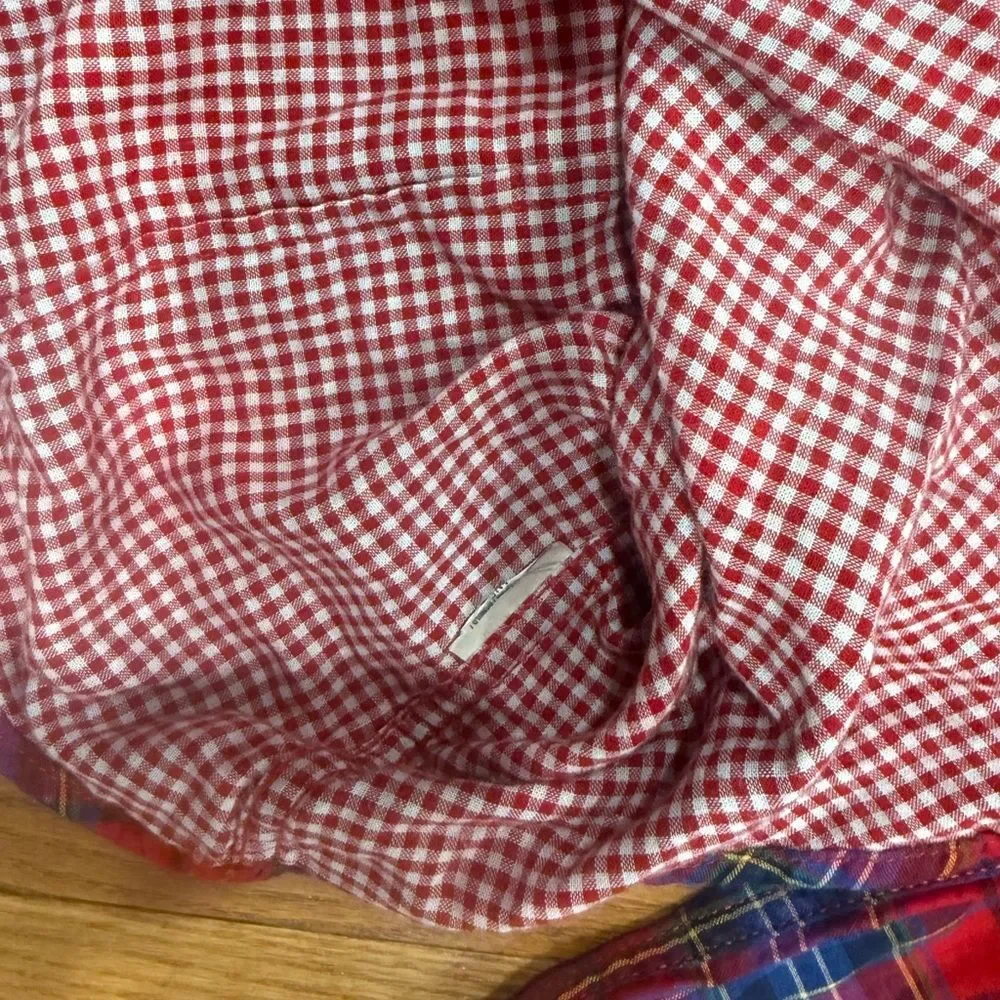Abercrombie Kids Red Blue Plaid Button Down Shirt Girls size XL Preppy